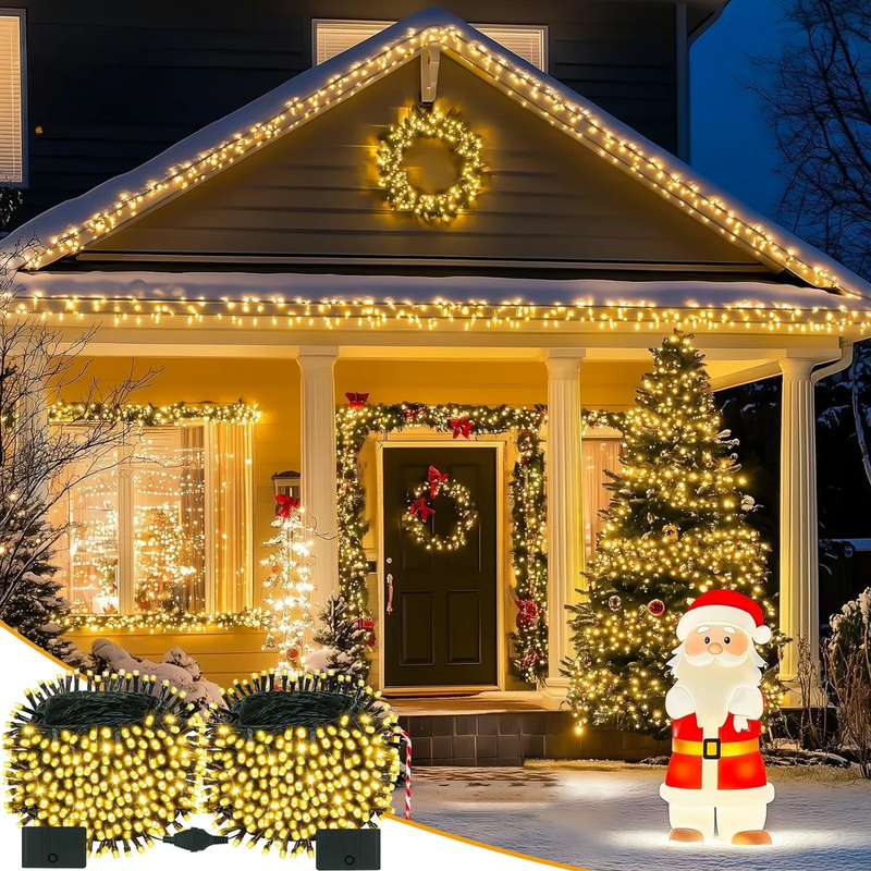 Kit 20m 200 Leds Pisca Pisca Natal Branco Quente Decoracao