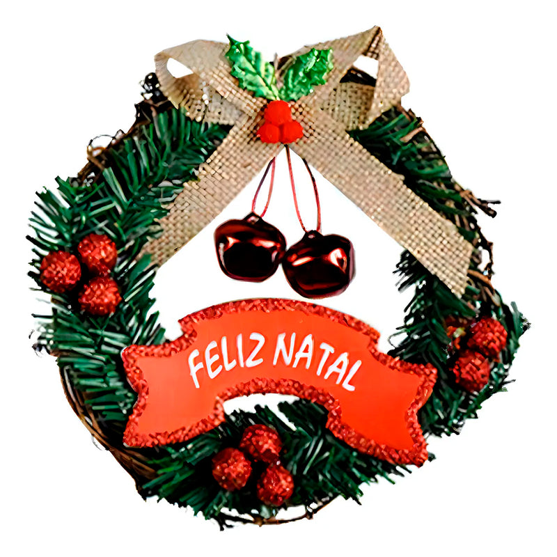 Guirlanda Enfeite Natal Porta Verde Guizo Decoração Natalina