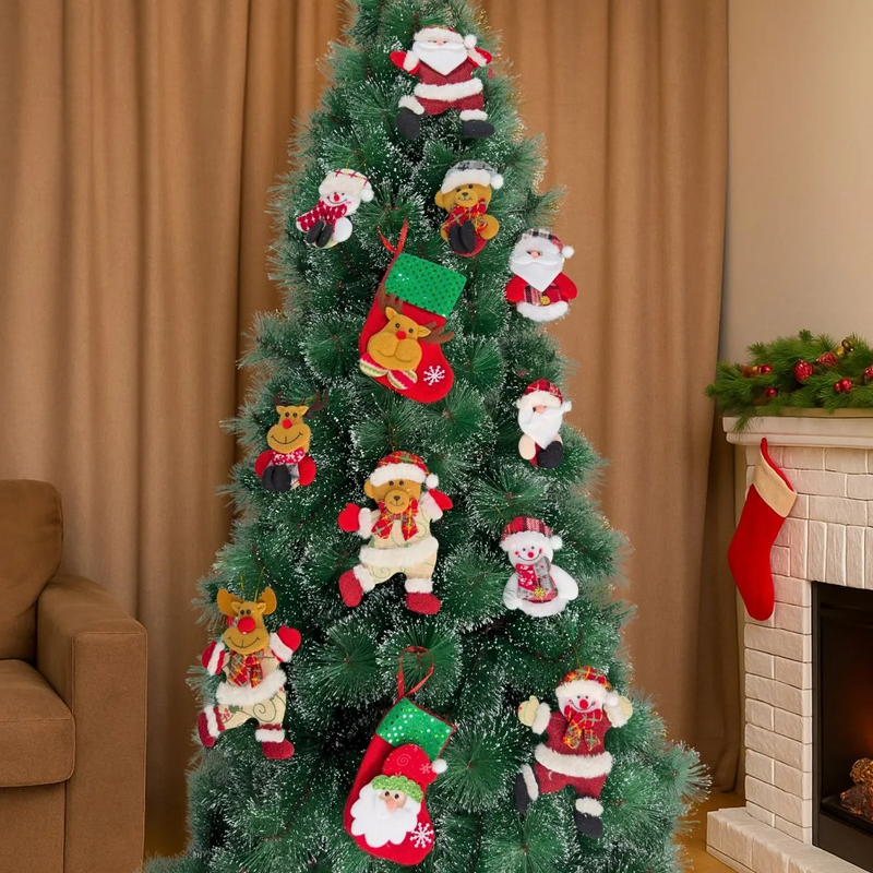 Kit 10 Pingentes Enfeite Árvore Natal Papai Noel Decoração