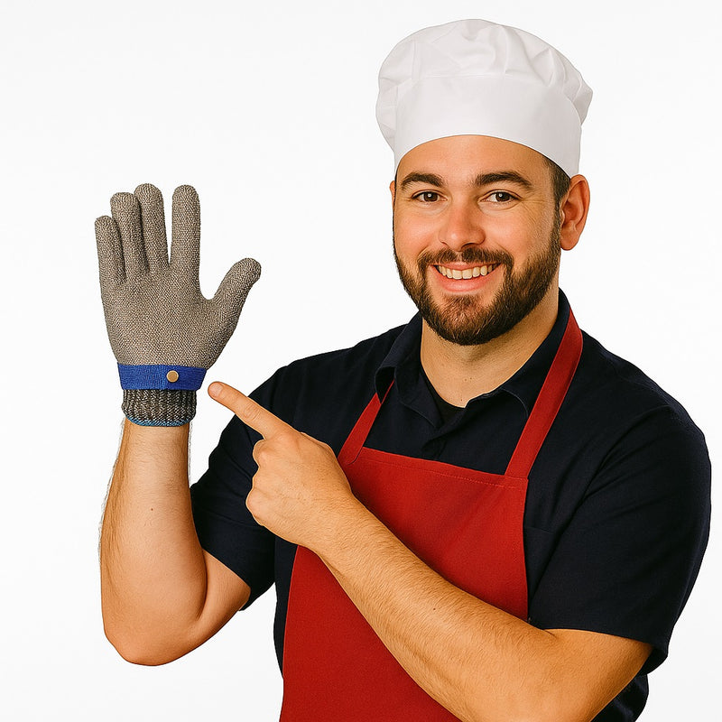 Luva Anticorte de Malha de Aço – Ideal para Corte de Carne e Segurança na Cozinha