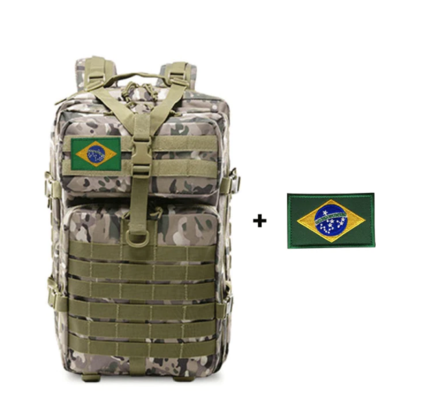 Mochila Impermeável Assault Cargueira Reforçada Tática Militar 50 Litros Tecido Poliéster