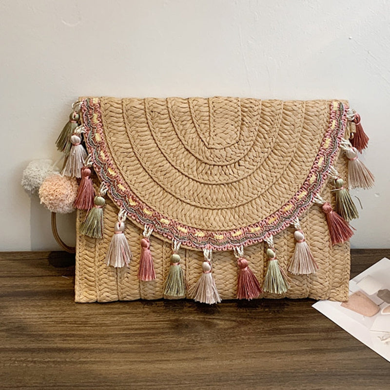 Bolsa Feminina de Ombro Boho Palha - Samira